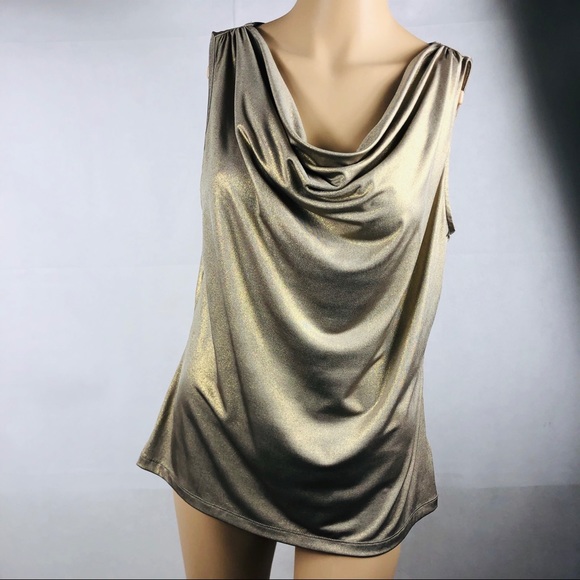 212 Collection Tops - 212 M Top Shimmering Gold metallic  Cowl sleeveles